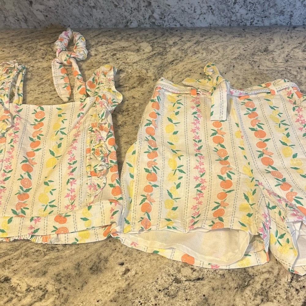 btween Kids Matching Set - White with Orange and Green